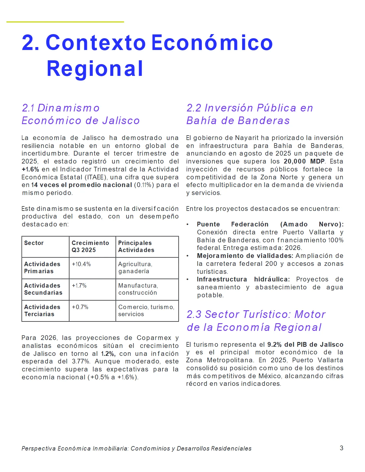 Boletín — Perspectiva Económica Inmobiliaria: Condominios y Desarrollos Residenciales — página 3