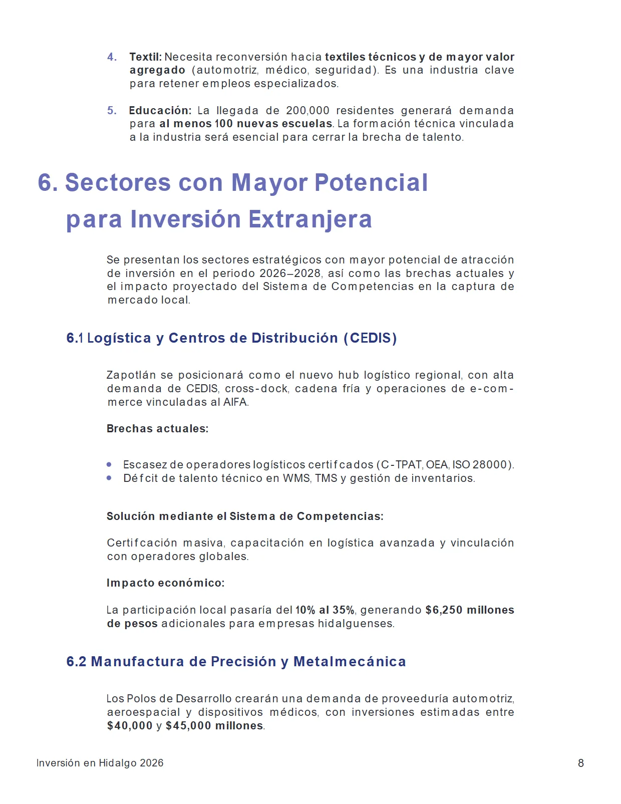 Inversión en Hidalgo 2026 — Oportunidades Estratégicas — página 8